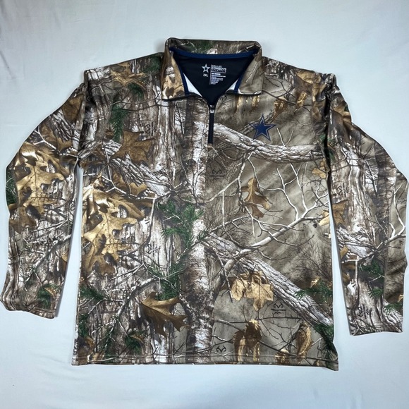 Dallas Cowboys Pullover‎ Real Tree Camo Quarter Zip Long Sleeve Shirt 2XL - Picture 1 of 11